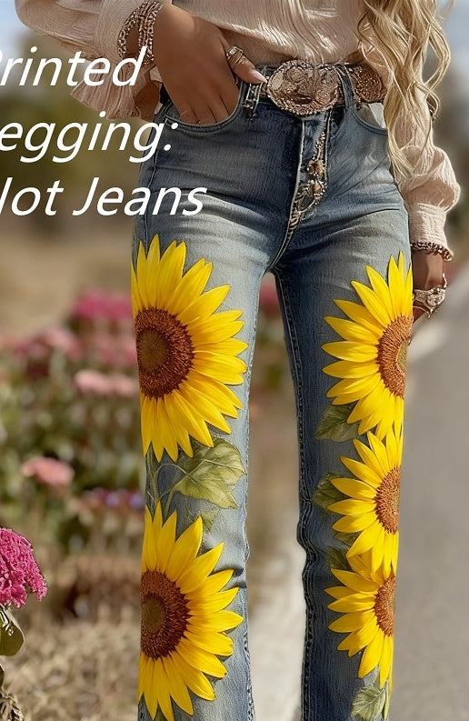 Comfortable And Simple Women's Wide-leg Pants, Floral Print Trousers