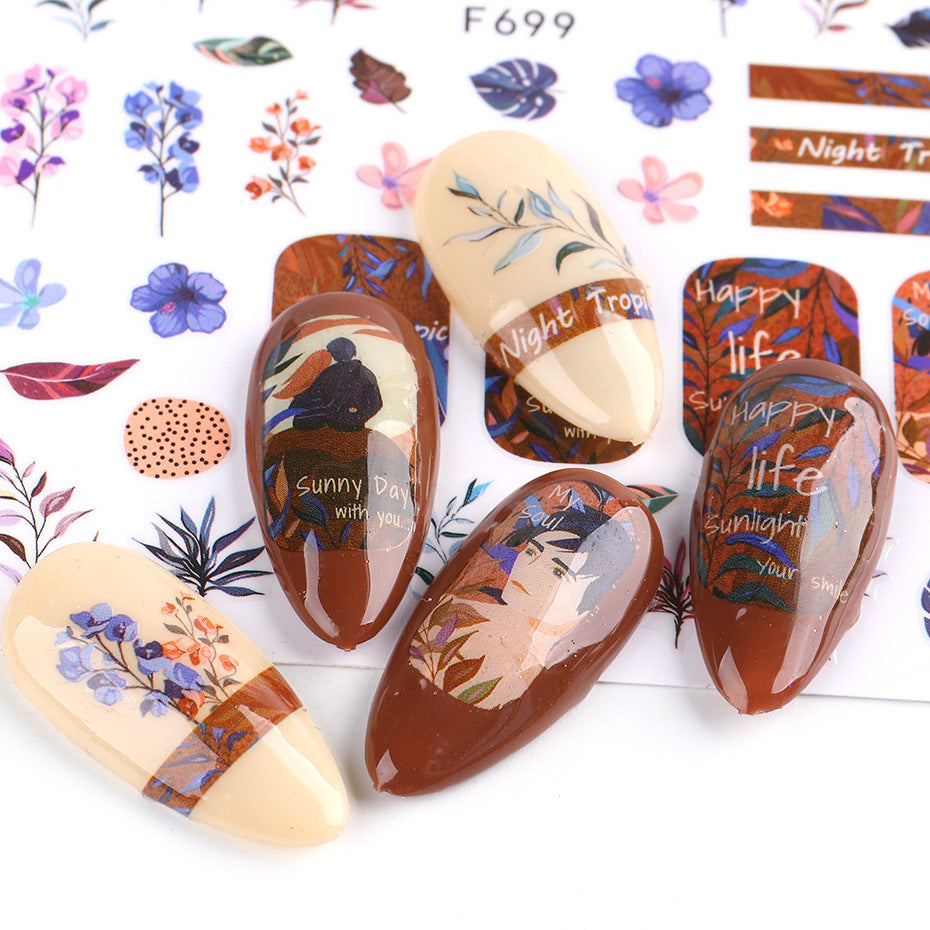Elegant Flower Pattern Nail Stickers