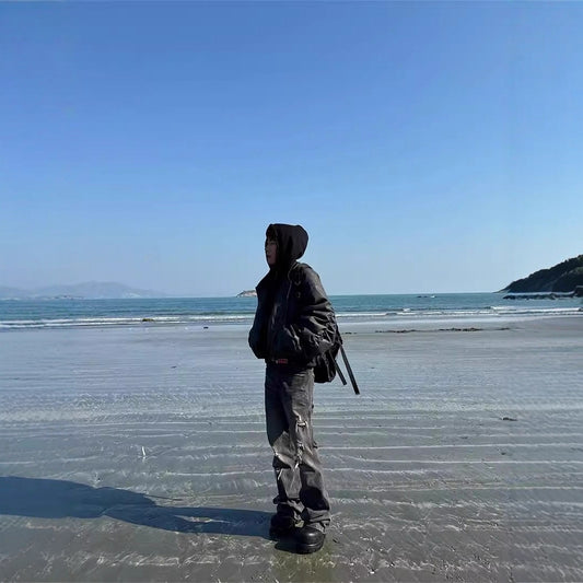 Double-Layer Fake Two-piece Hooded Jacket Pilot