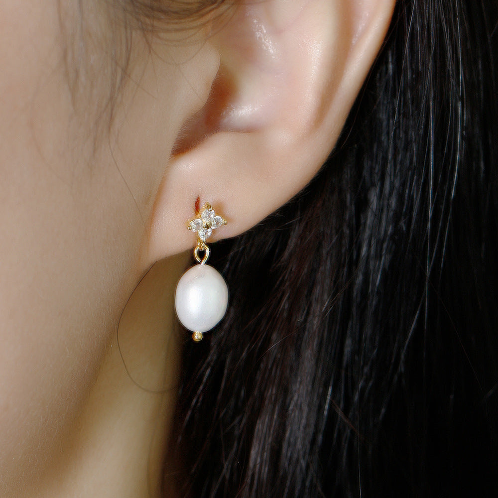 High-Grade S925 Silver Zircon Stud Earrings