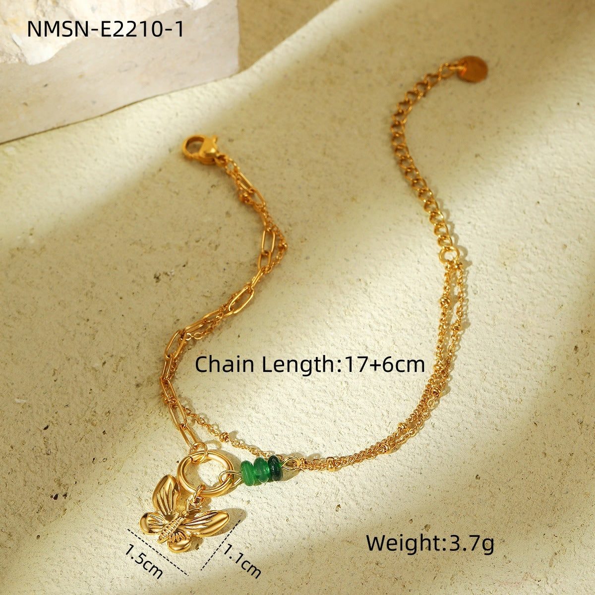 Durable Niche Ins Stainless Steel Natural Stone/Pearl Bangle