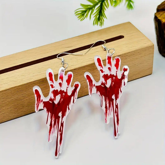 Creative Halloween Bleeding Palm Dangle Earrings