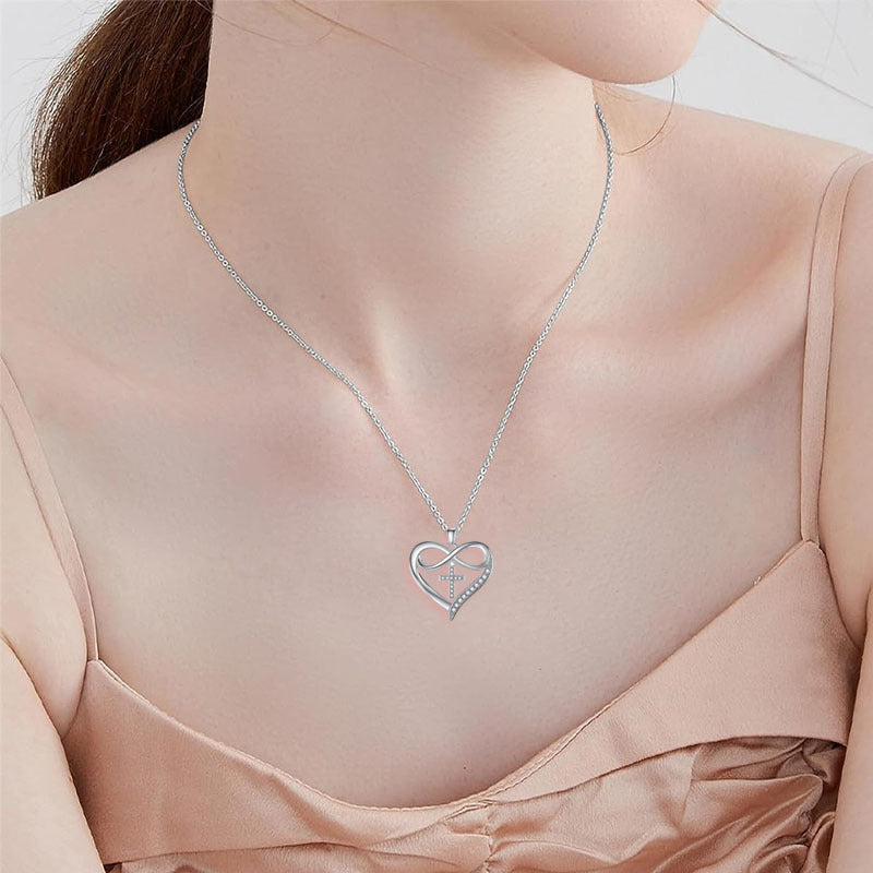 Minimalist Heart & Cross Design Necklace for Women