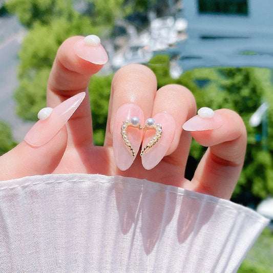 Rhinestone & Alloy Heart Nail Decoration Set
