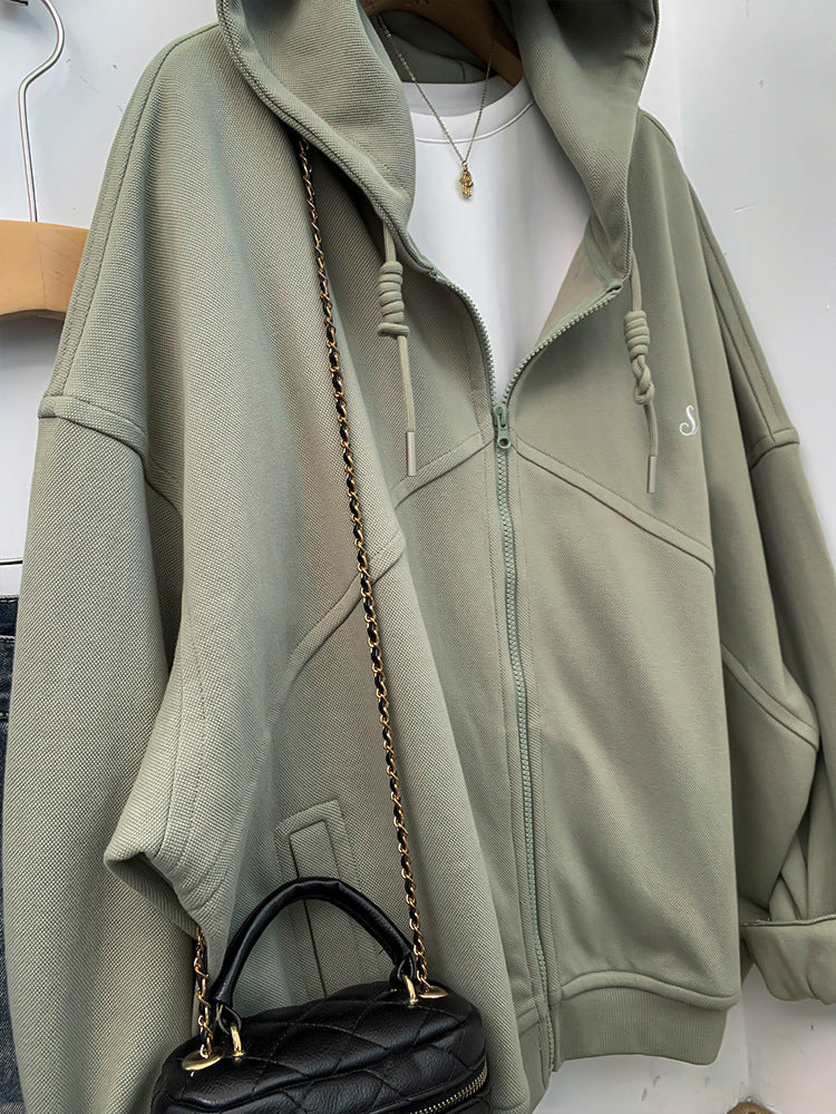 Extra Large Zipper Hooded Loose Coat