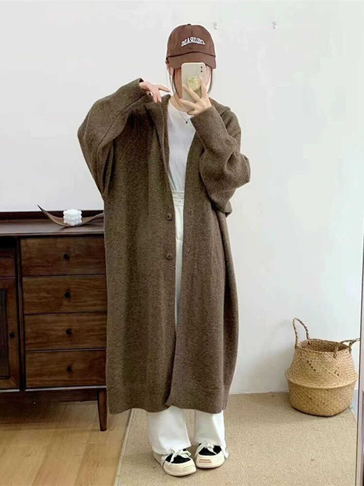 Women's Over-the-Knee Knit Cardigan Coat