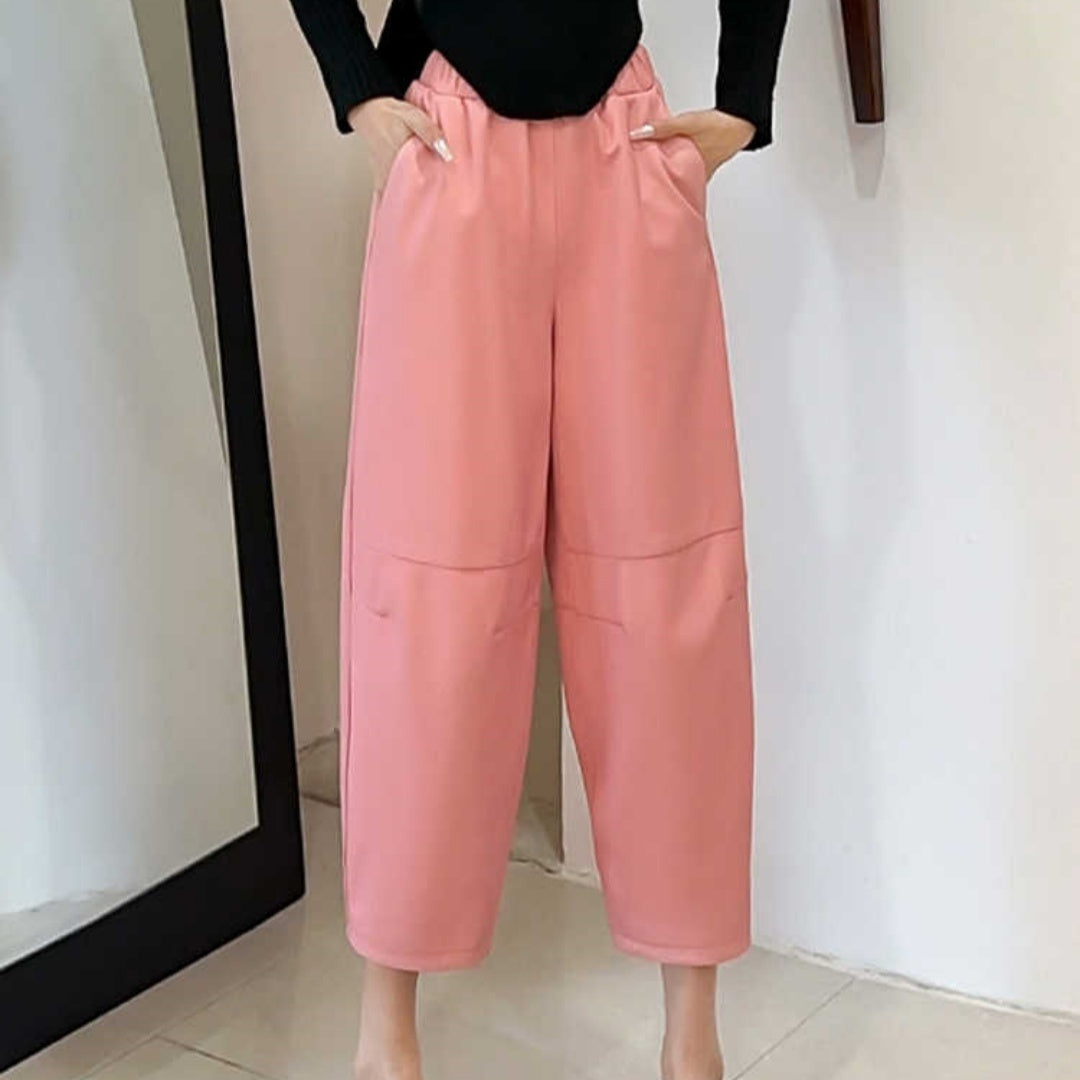 High Waist Wide-Leg Faux Leather Trousers