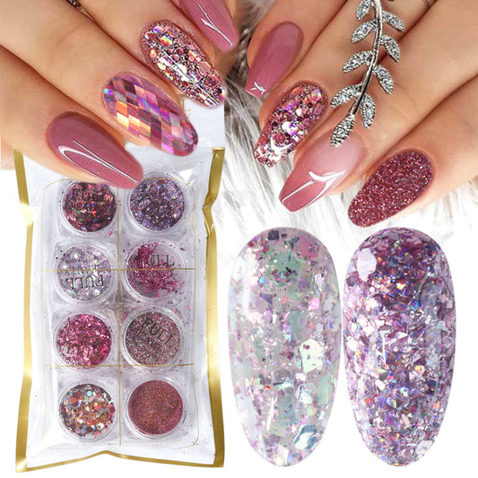 Nail Art Flakes & Chrome Powder Set