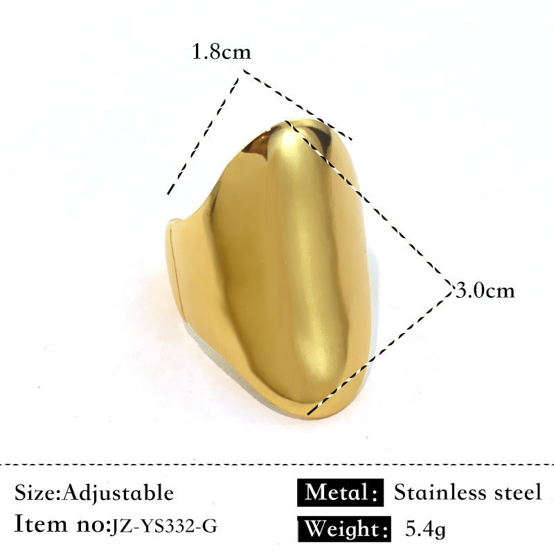 Simple Glossy Stainless Steel 18K Gold Plated Ring