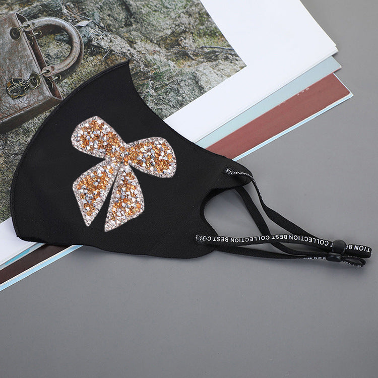 Rhinestone Smiley Butterfly Pattern Sun Block Face Mask