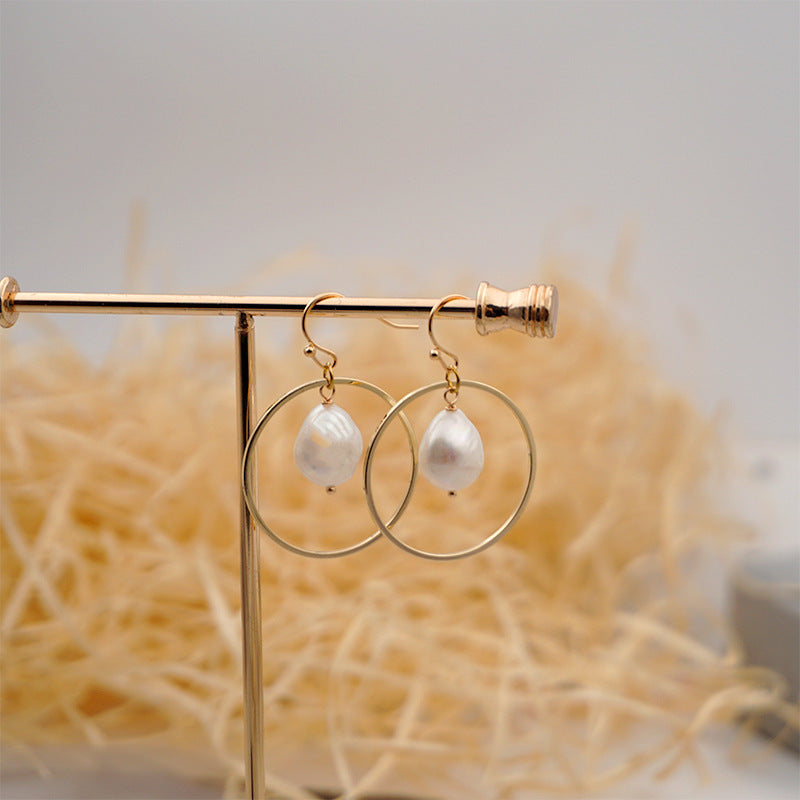 Baroque Pearl Statement Hoop Earrings