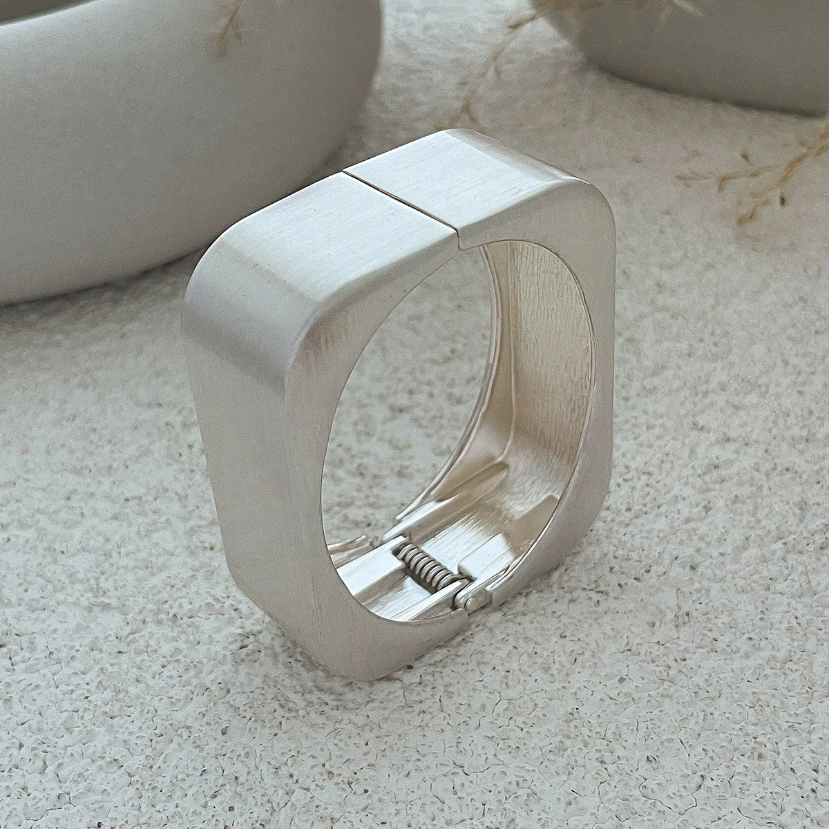 Metal Texture Glossy Spring Bracelet Female Geometric Square Mirror Bracelet