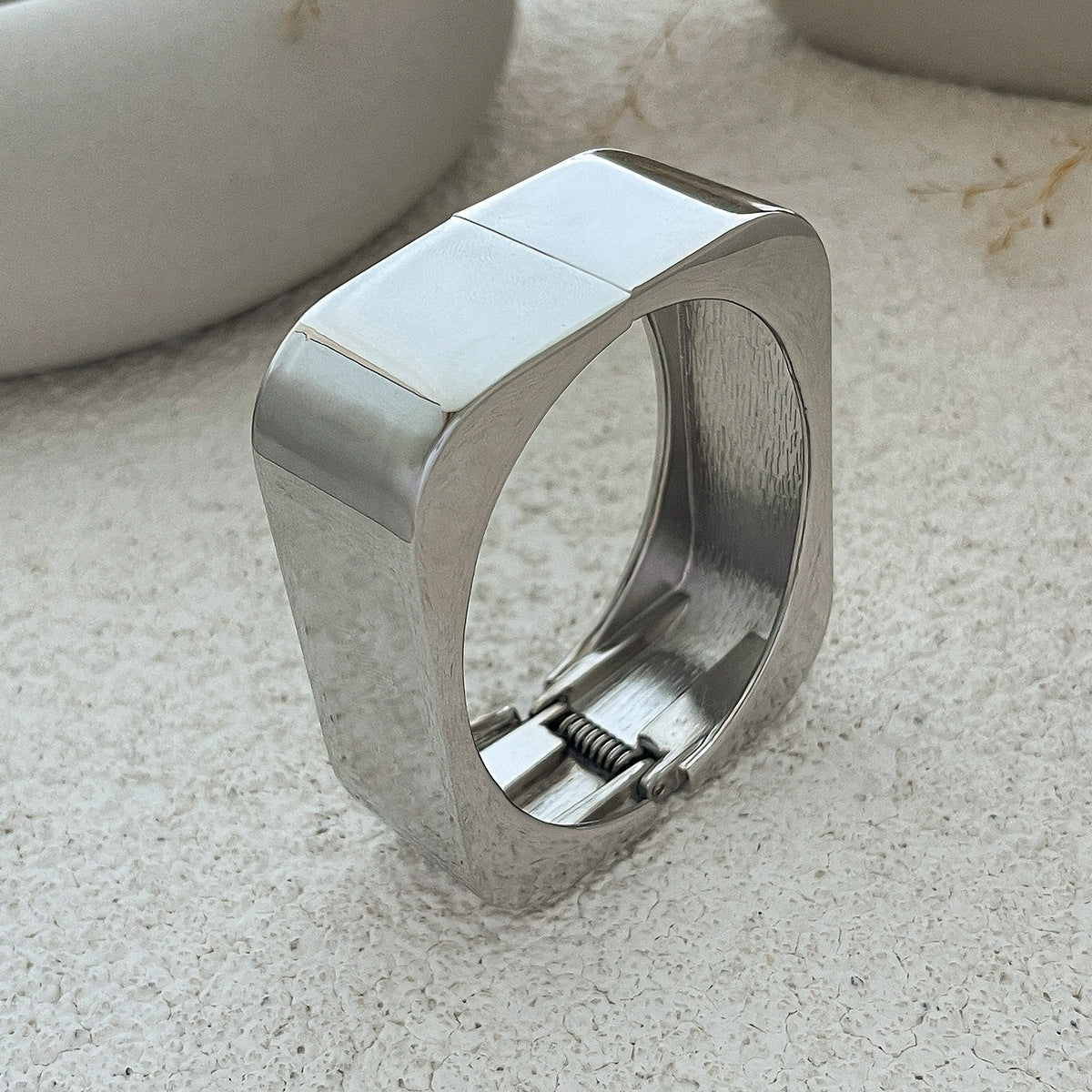 Metal Texture Glossy Spring Bracelet Female Geometric Square Mirror Bracelet