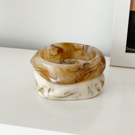 European And American Geometric Blooming Resin Curved Bracelet