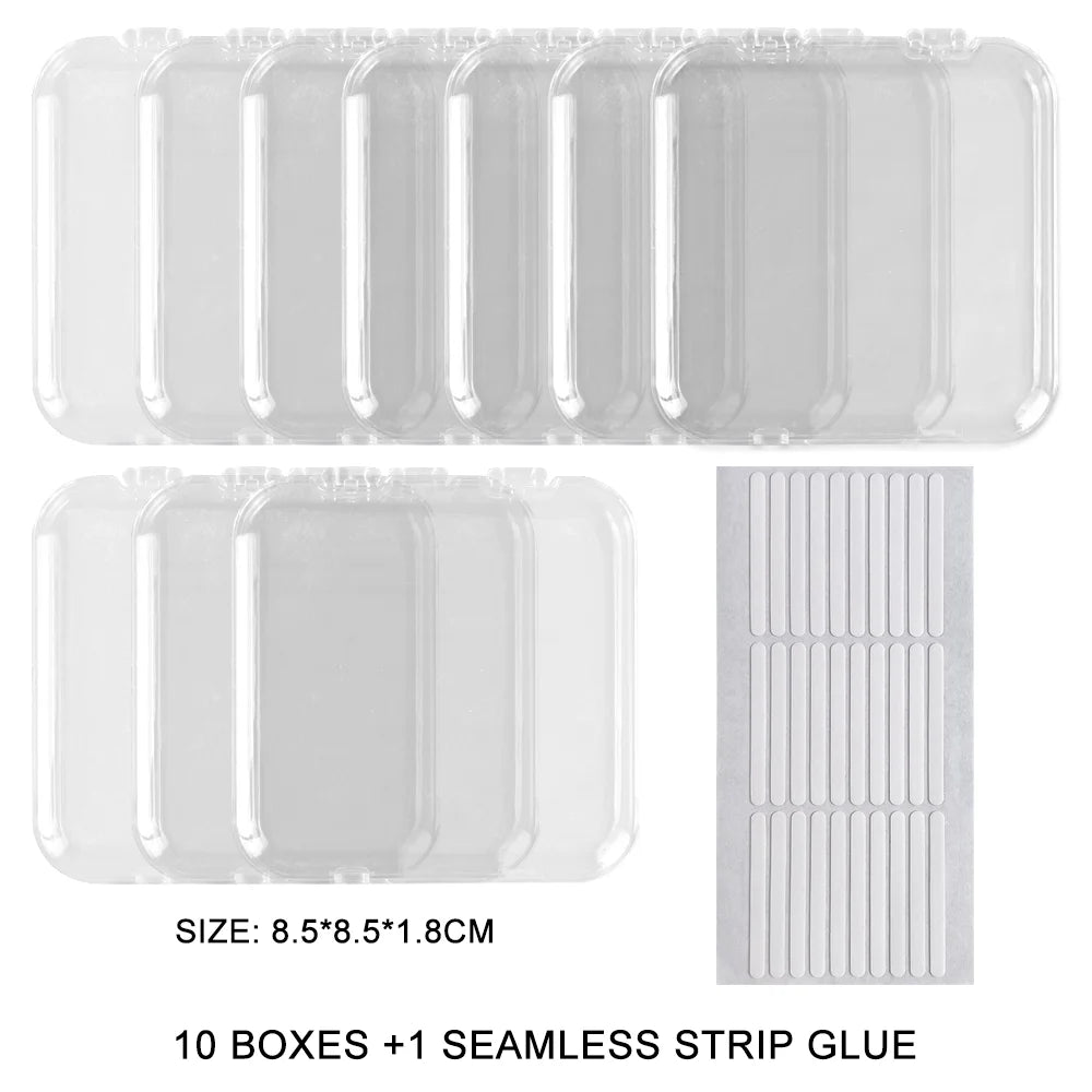 24 Pcs Press On False Nails Case Storage Box with 60pcs Double Sided Adhesive Nail Display Tape for Nail Art Home Salon Use