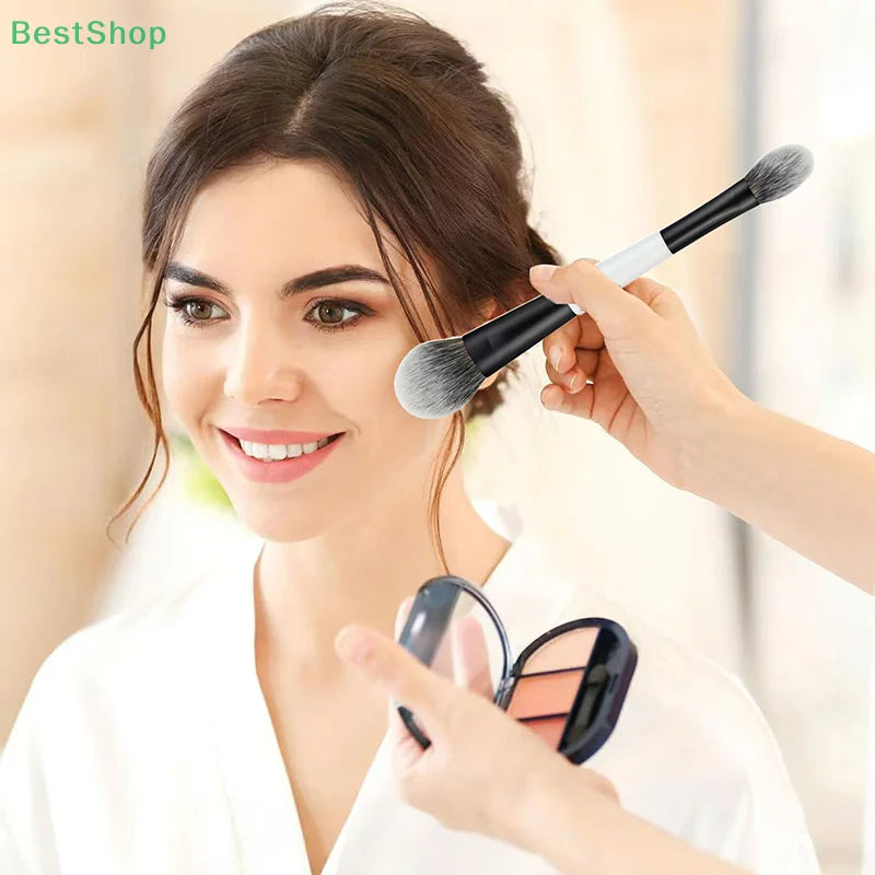 ★★★Double-ended Foundation Brush,Loose Powder, Blush Brush,Highlighter Brush,Beauty Tool,Contour Brush