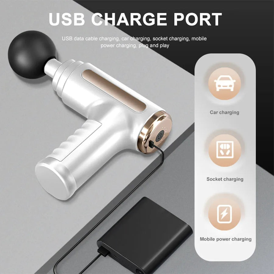 Exercise Massager Fascia Massage Gun Electric Massager Body Relaxation Belt 4 Replaceable Heads Fitness Equipment Fascia Gun