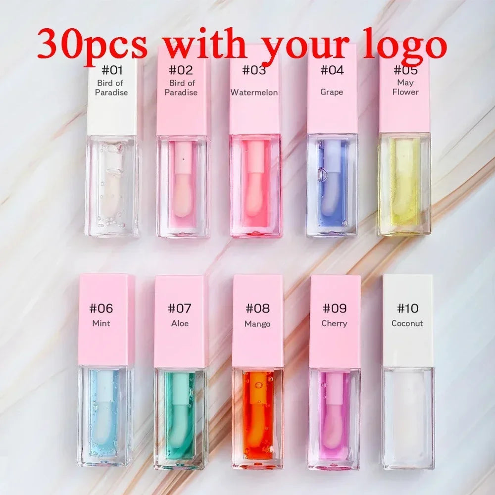Private Label Clear Lipgloss Full Color Makeup Plumping Lip Oil Moisturizing Waterproof Lasting Lip Gloss Cosmetics Custom Bulk