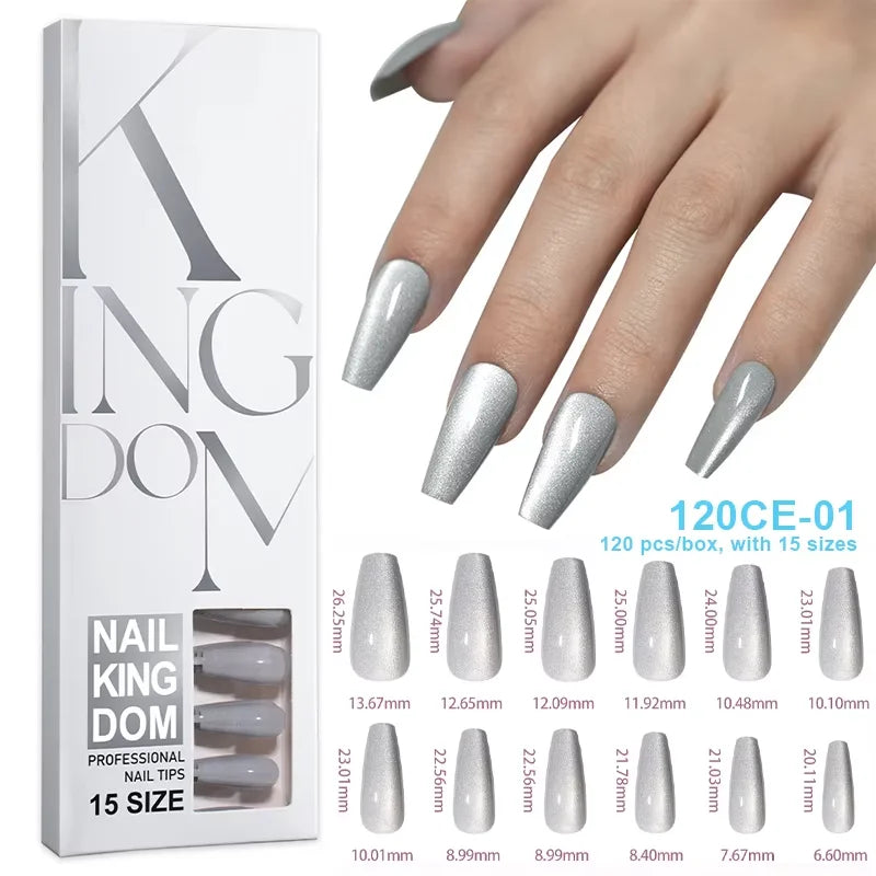 120pcs Acrylic Fake Toenails Press On Nails Full Cover French Cat Eye Short Square DIY Art For Women Girls Pedicure Tools