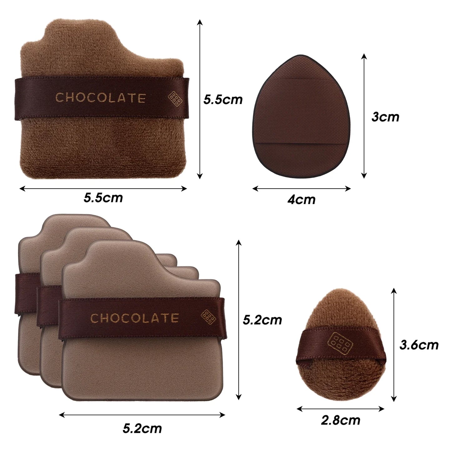 6pcs Dual-Use Cosmetics Puff Set Chocolate Cookie Soft Powder Puff Dry and Wet Foundation Air Cushion Makeup Sponge Beauty Tool