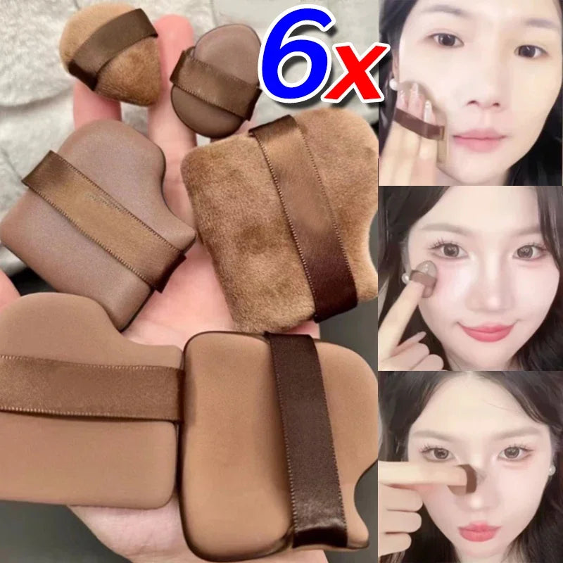6pcs Dual-Use Cosmetics Puff Set Chocolate Cookie Soft Powder Puff Dry and Wet Foundation Air Cushion Makeup Sponge Beauty Tool