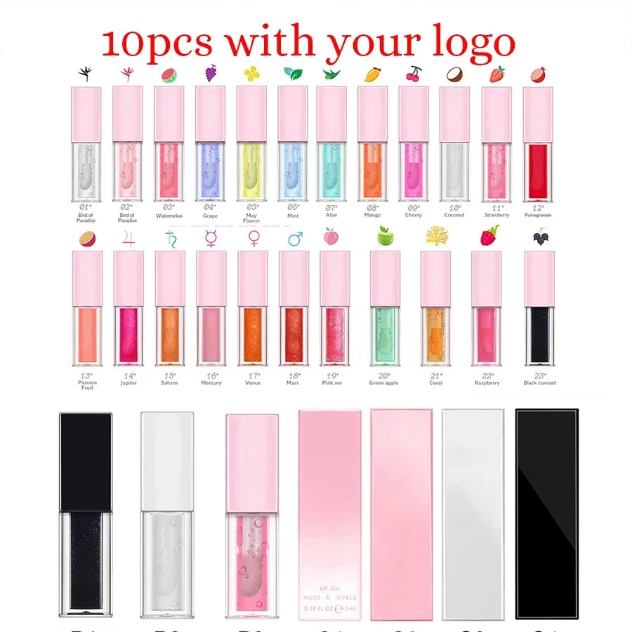 30-color Plumping Lip Oil Private Label Lipgloss Custom Logo Long-lasting Full Color Makeup Plant Moisturizing Cosmetics Vegan