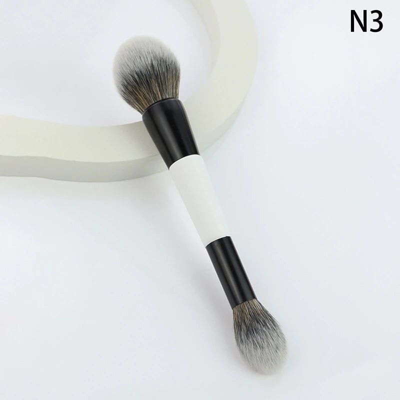 ★★★Double-ended Foundation Brush,Loose Powder, Blush Brush,Highlighter Brush,Beauty Tool,Contour Brush