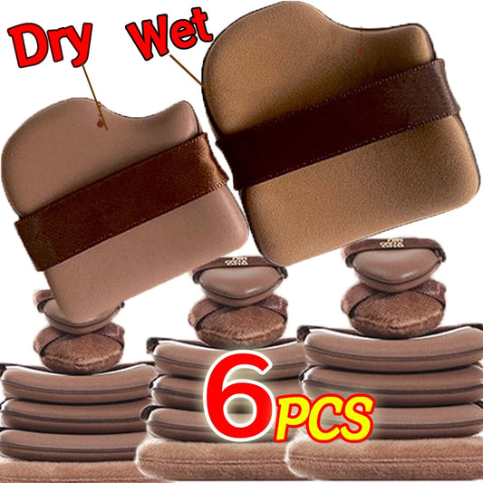 6pcs Dual-Use Cosmetics Puff Set Chocolate Cookie Soft Powder Puff Dry and Wet Foundation Air Cushion Makeup Sponge Beauty Tool