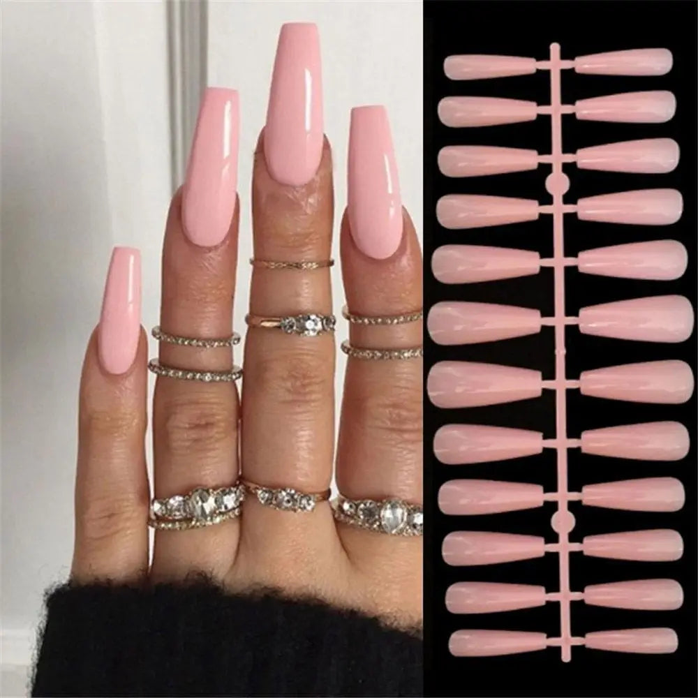 24pcs Simple Solid Color Fake Nails Detachable Short French Square Head False Nails False Nails Full Cover Press On Nail Tips