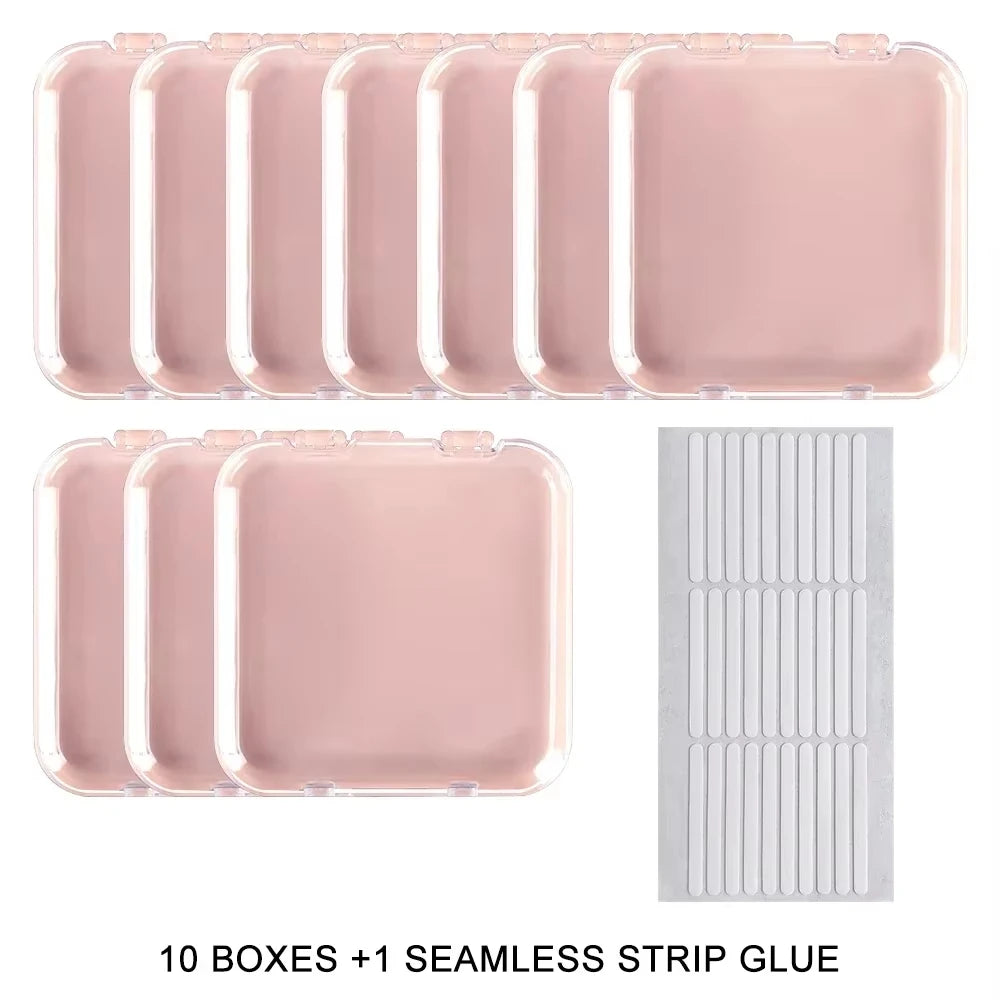 24 Pcs Press On False Nails Case Storage Box with 60pcs Double Sided Adhesive Nail Display Tape for Nail Art Home Salon Use