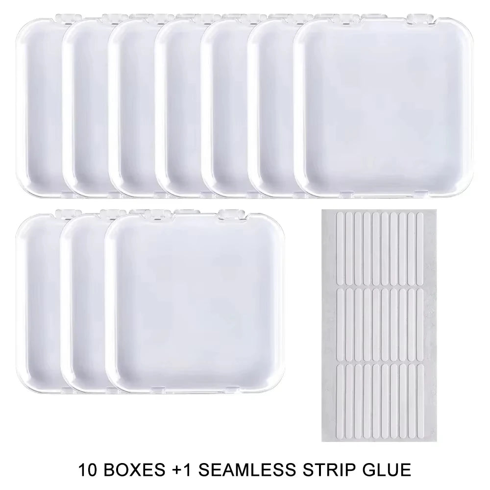 24 Pcs Press On False Nails Case Storage Box with 60pcs Double Sided Adhesive Nail Display Tape for Nail Art Home Salon Use