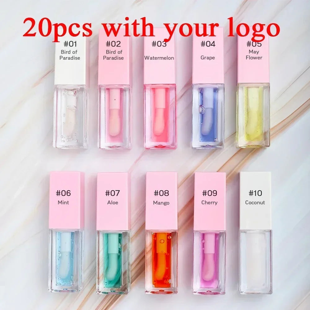 Private Label Clear Lipgloss Full Color Makeup Plumping Lip Oil Moisturizing Waterproof Lasting Lip Gloss Cosmetics Custom Bulk