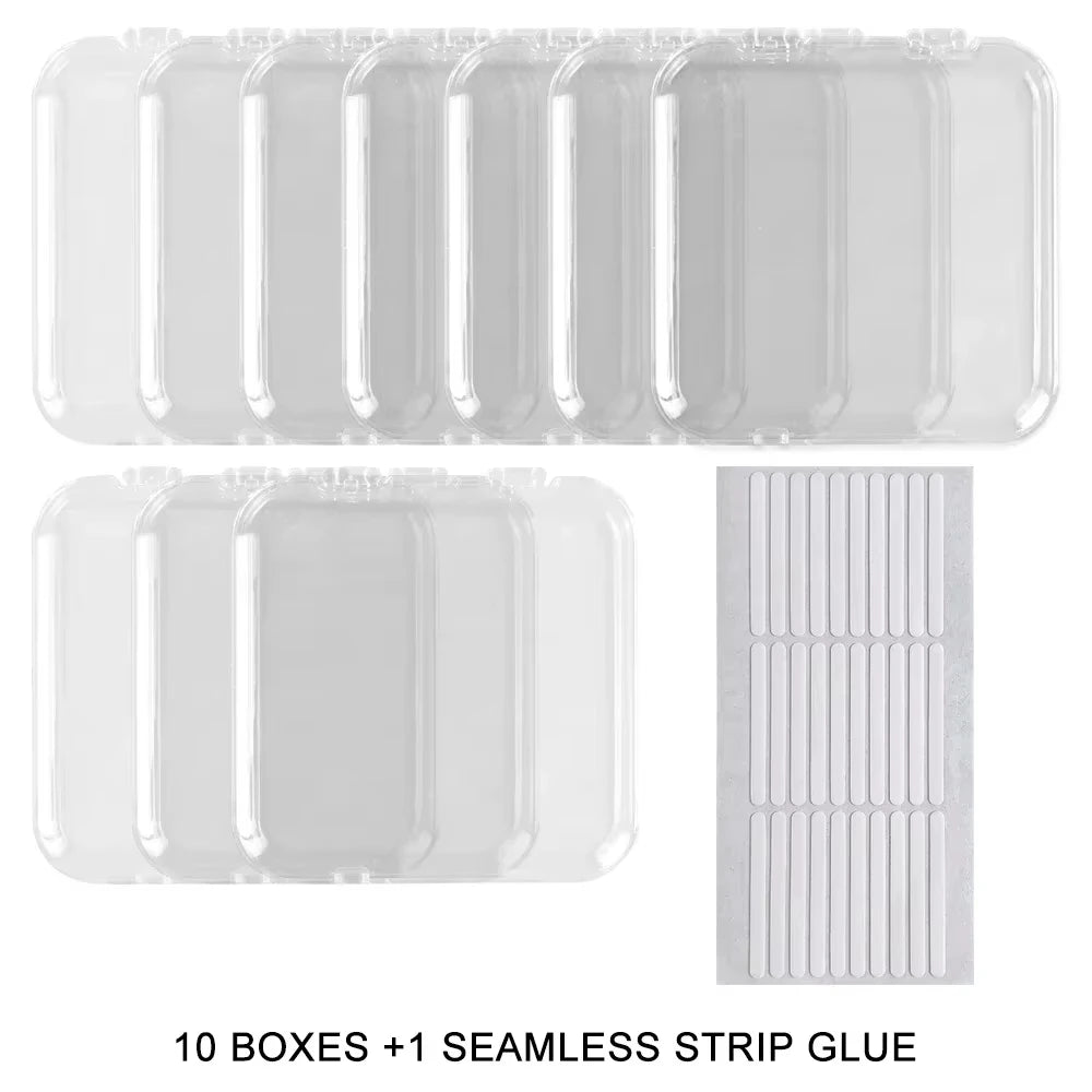 24 Pcs Press On False Nails Case Storage Box with 60pcs Double Sided Adhesive Nail Display Tape for Nail Art Home Salon Use