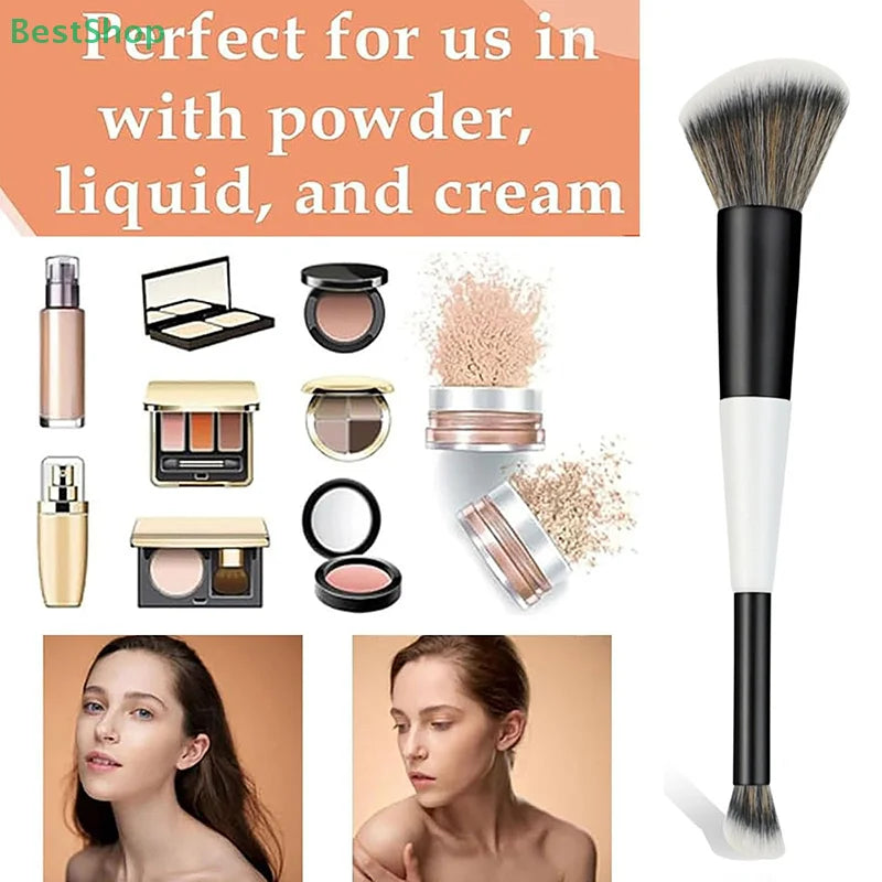 ★★★Double-ended Foundation Brush,Loose Powder, Blush Brush,Highlighter Brush,Beauty Tool,Contour Brush