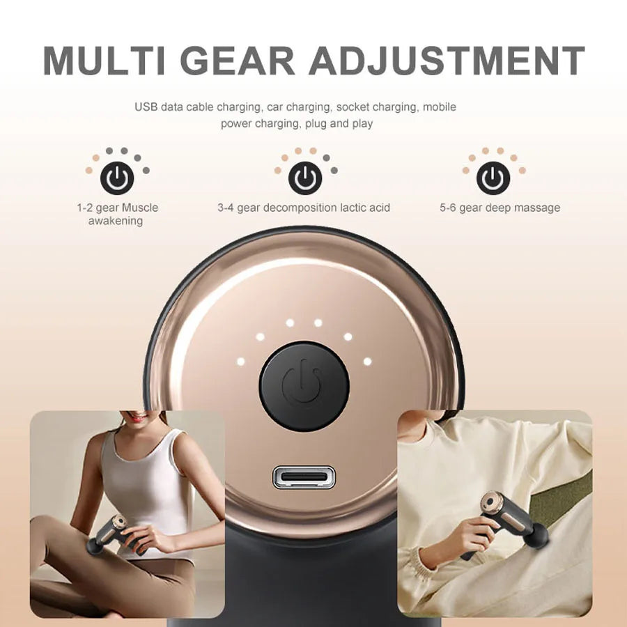 Exercise Massager Fascia Massage Gun Electric Massager Body Relaxation Belt 4 Replaceable Heads Fitness Equipment Fascia Gun