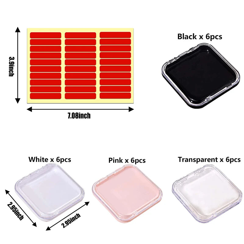 24 Pcs Press On False Nails Case Storage Box with 60pcs Double Sided Adhesive Nail Display Tape for Nail Art Home Salon Use