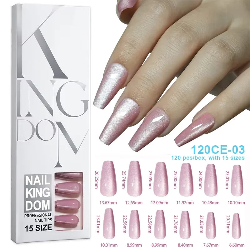 120pcs Acrylic Fake Toenails Press On Nails Full Cover French Cat Eye Short Square DIY Art For Women Girls Pedicure Tools