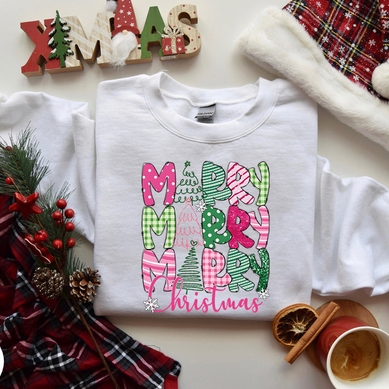 Festive Christmas Character Print Loose Fit Sweatshirt