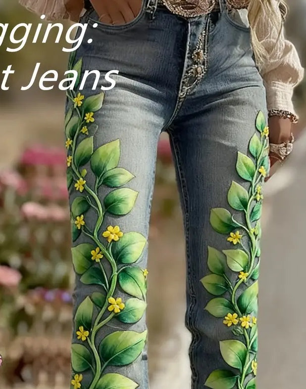 Comfortable And Simple Women's Wide-leg Pants, Floral Print Trousers