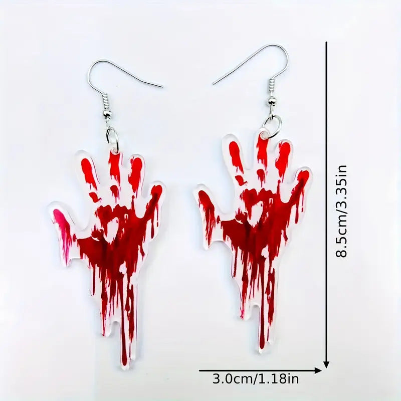 Creative Halloween Bleeding Palm Dangle Earrings