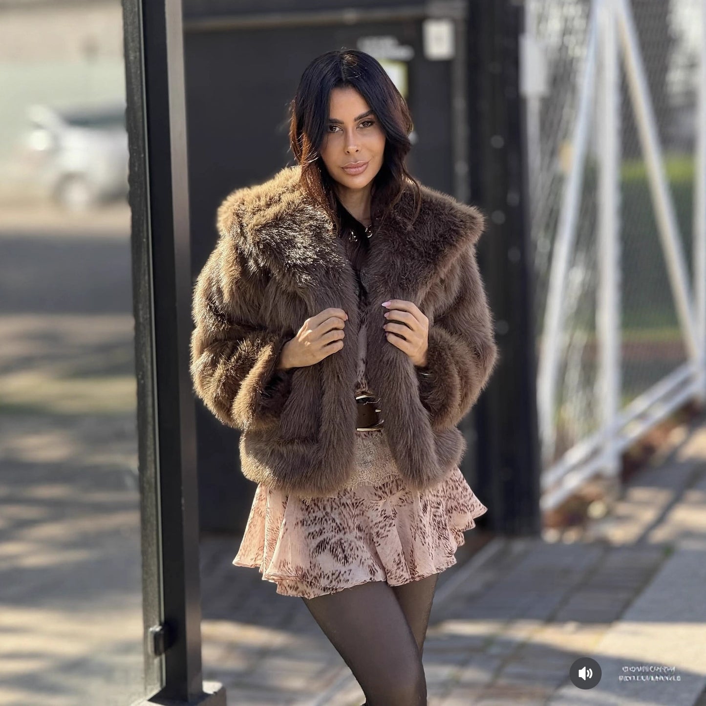 Environmental Protection Fox Fur Hooded Jacket Loose