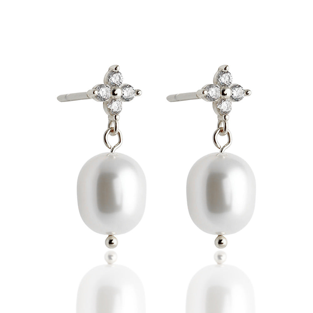 High-Grade S925 Silver Zircon Stud Earrings