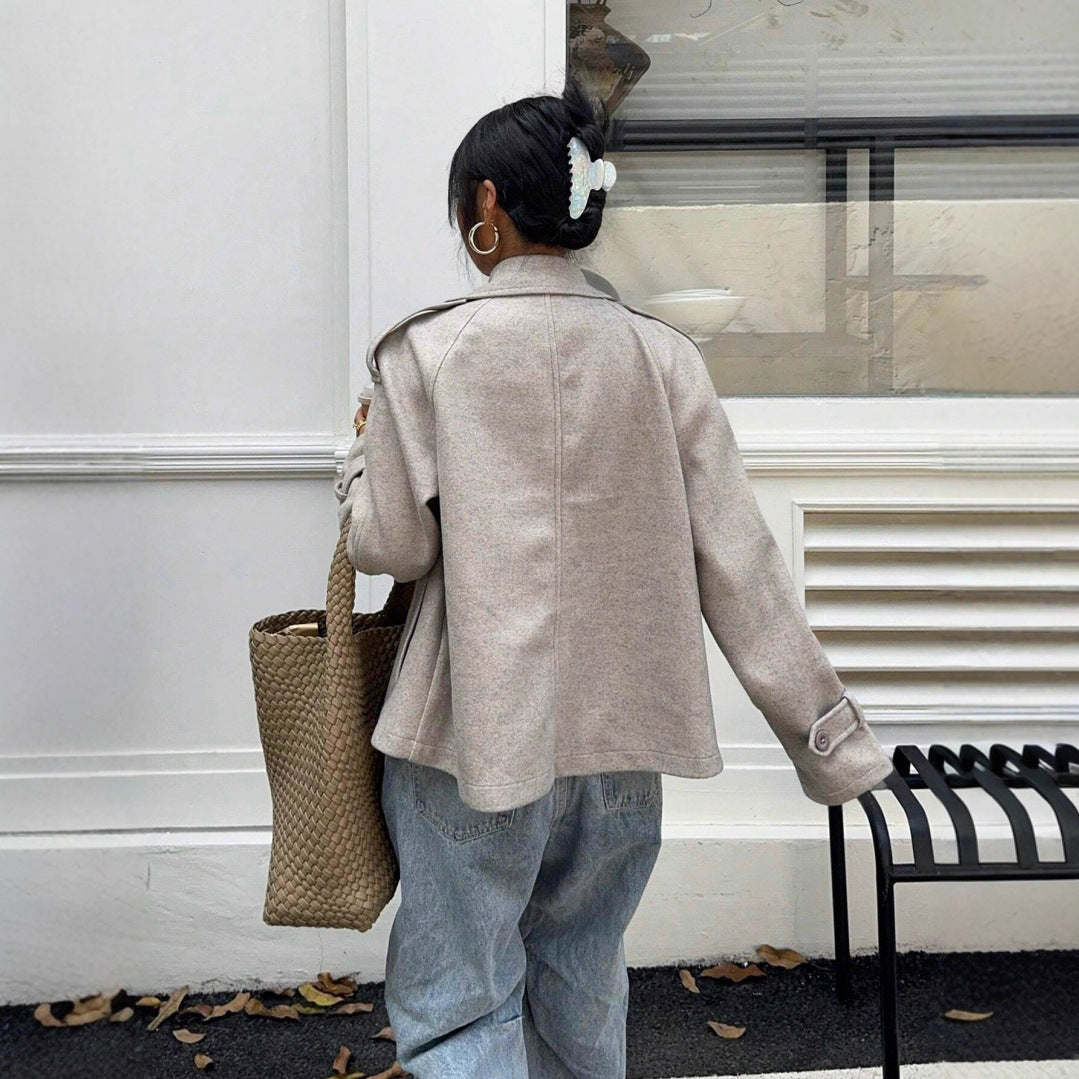 Elegant Woolen Coat with Double Buttons