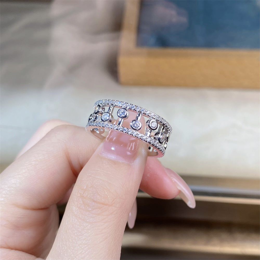 Women's Zircon Water Drop Hollow Design Stacking Ring