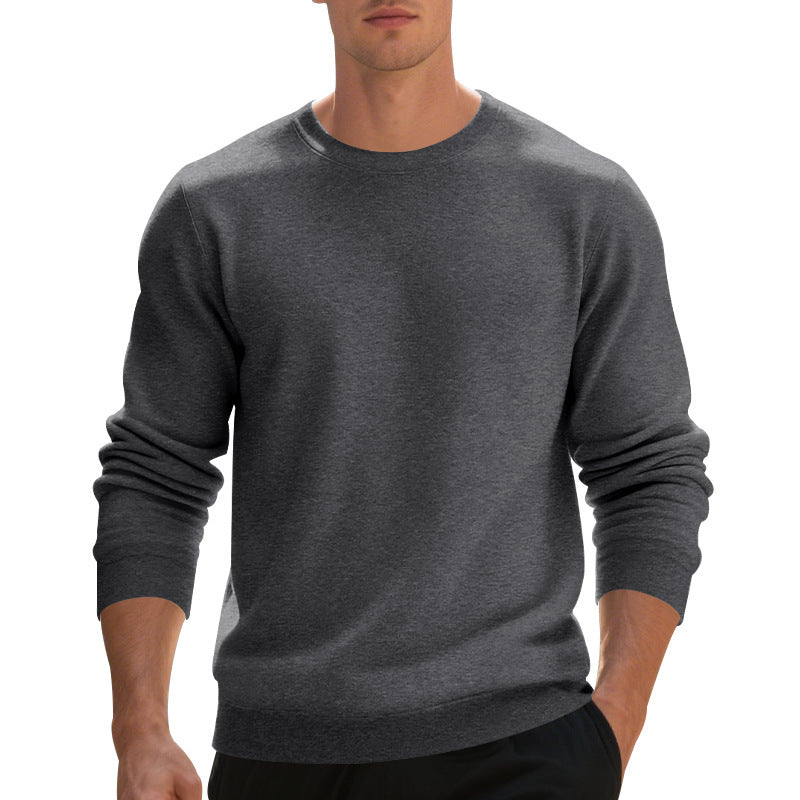 Men's Fleece-Lined Crew Neck Sweater | Loose Fit Casual Warm Top