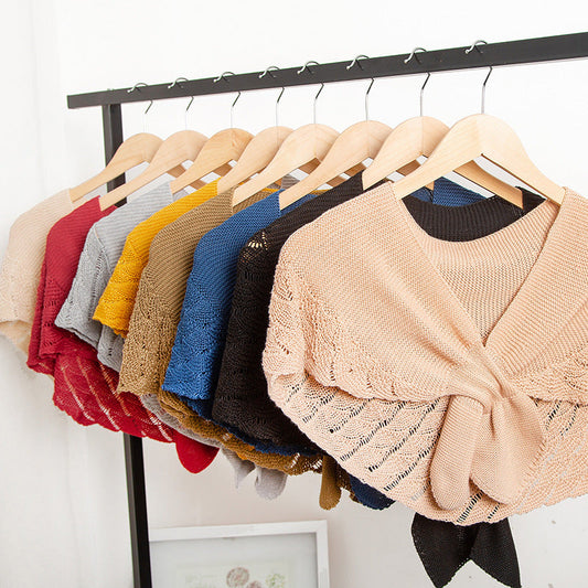 Elegant Wool Blend Hollow Out Scarf & Wrap