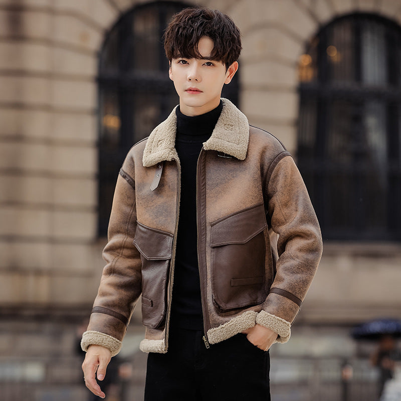 Men's Casual Leather and Fur Coat | Warm Winter Outerwear Jacket