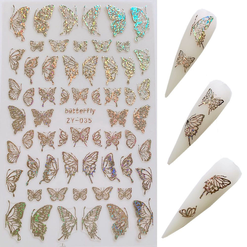 Shimmering Bronzed Butterfly Nail Decals