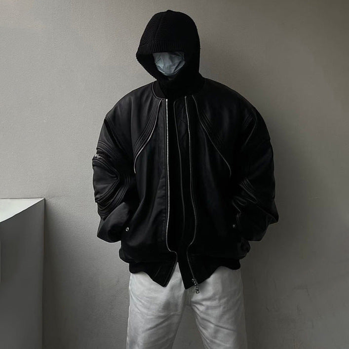 Men's Heavy Industry Vintage Leather Flight Jacket | Baggy Fit Bomber Coat