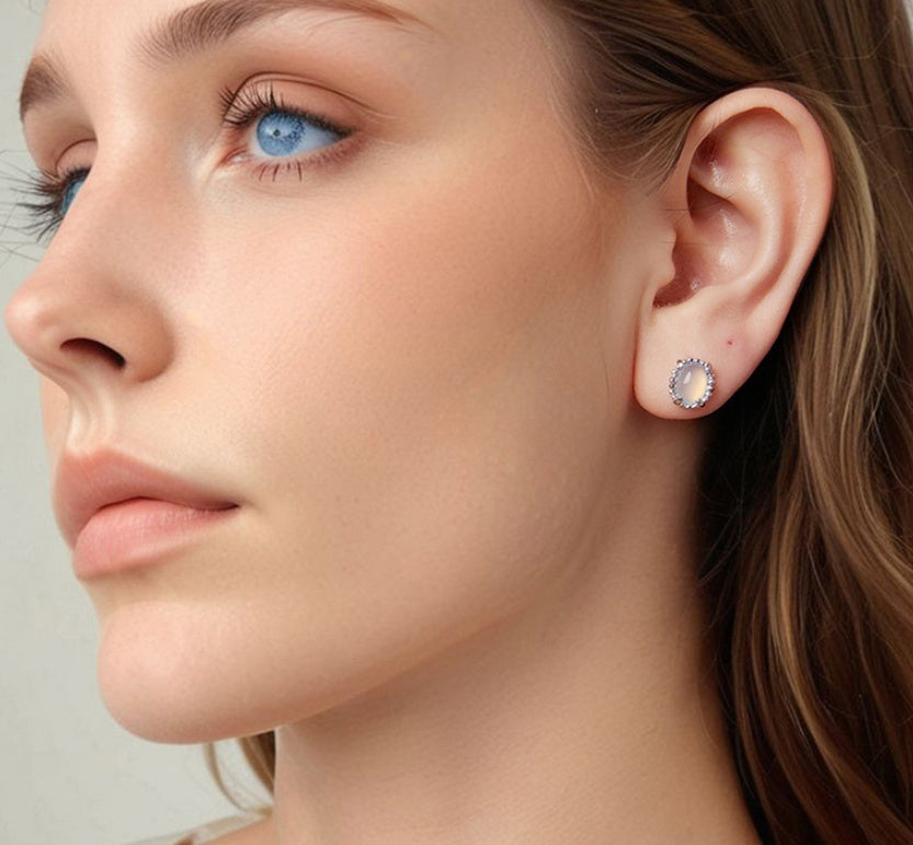 Sterling Silver Magic Stone Stud Earrings